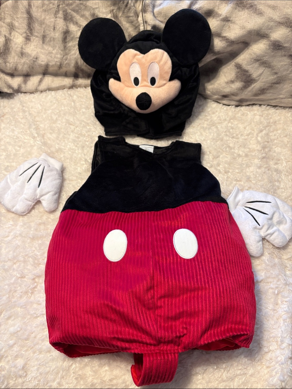 Disney Mickey Mouse Red & Black Baby Costume with Plush Hat and Gloves 18-24M